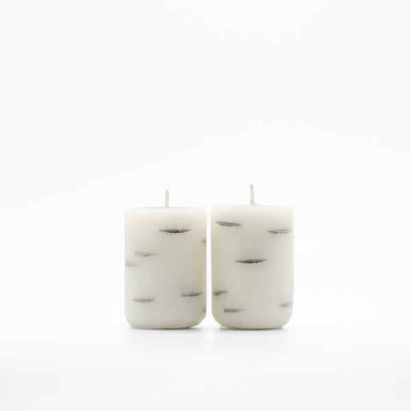 Short Birch Log Candles