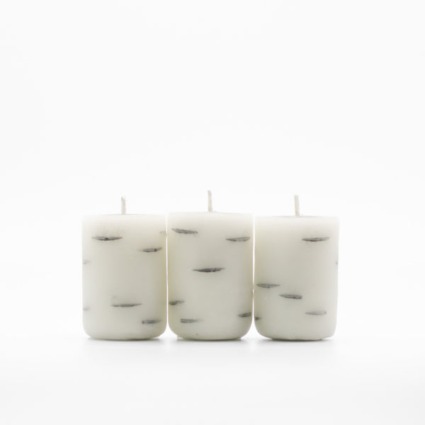 Short Birch Log Candles