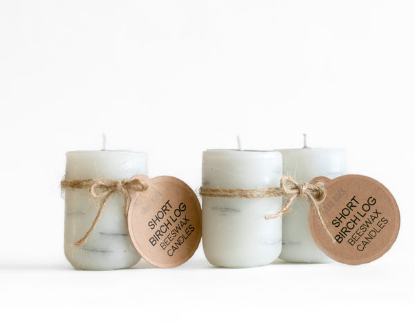 Short Birch Log Candles