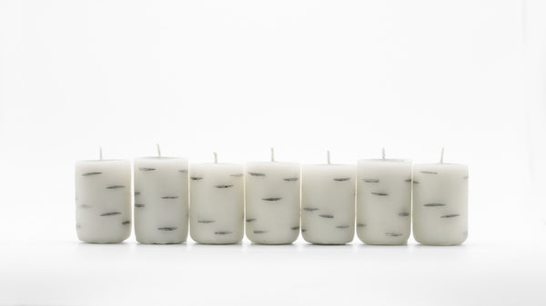 Short Birch Log Candles