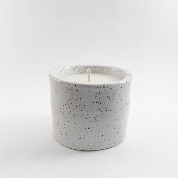 Medium Candle Pot, fully glazed, filled with 100% Canadian beeswax.